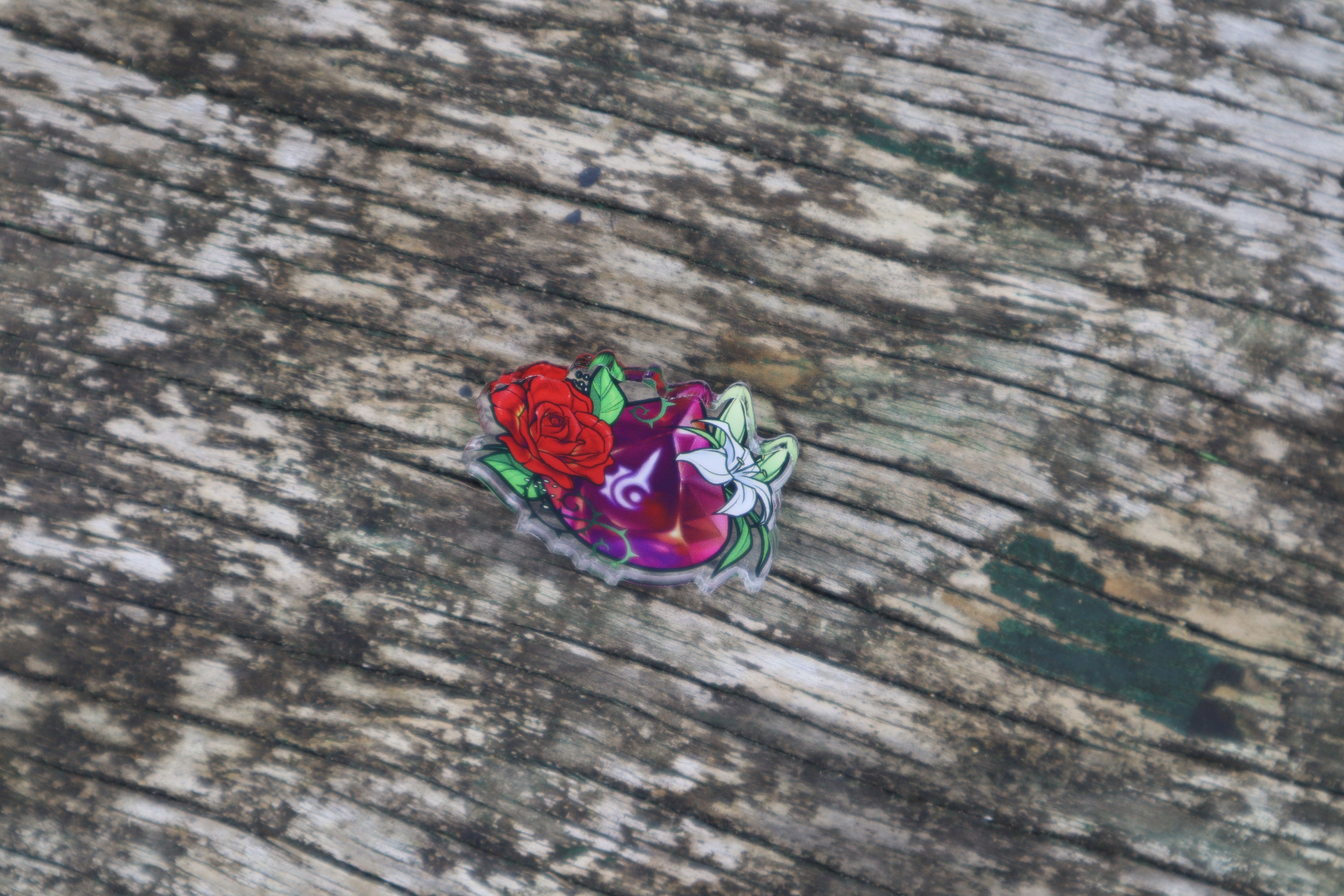 Acrylic PIN (1.25") - Red Mage RDM Dps Floral Flower Job Stone Crystal ...