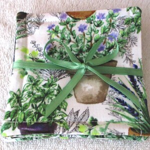 COASTER SET~Herb Garden & Potted Plants~Fabric~Set Of 4~Reversible~Washable~Lined~Home Decor~NEW