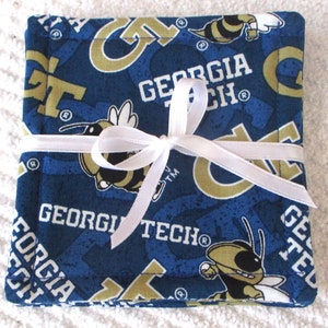 COASTER Set~GEORGIA TECH~College Teams~Set Of 4~Reversible~Washable~Lined~Dorm Decor~New