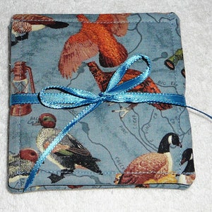 COASTER SET~&quot;Birds&quot;~&quot;Wild Game&quot;~Set Of 4~Washable~Reversible~Lined~Top Stitched~New