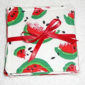 COASTER SET~ Fresh Fruit~Designs Vary~Fabric~Reversible~Washable~Lined~Set Of 4~Kitchen Home Dining Decor~NEW