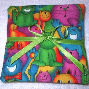 COASTER SET~CATS~Fabric~Set Of 4~Reversible~Washable~Lined~Home & Table Decor~New