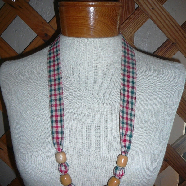 NECKLACES~"CHRITSMAS" Winter Designs Vary~Washable~Reversible~Fabric & Beads~One Size Fits All~Slips Over Your Head~NEW