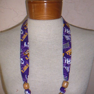 NECKLACE~&quot;Louisiana State University&quot;~LSU TIGERS~Reversible~Washable~One Size Fits All~Slips Over Your Head~New