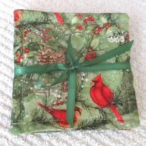 COASTER Sets~WINTER~CHRISTMAS~Fabric~Set Of 4~Reversible~Washable~Lined~Home & Holiday Decor~New