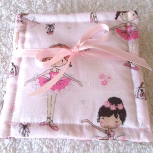 COASTER SET~&quot;DANCE&quot;~&quot;Ballet Slippers&quot;~Fabric~Set Of 4~Reversible~Washable~Lined~Home Decor~New