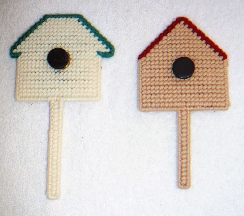 BIRDHOUSE MAGNETS~Hand Stitched~Button Magnet~Finished Back~Button Magnet~Home Kitchen Decor~Designs Vary