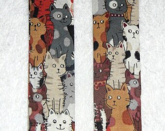 BOOKMARKS~CATS Or KITTENS~Fabric & Button~Washable~Reversible~Designs Vary~Set Of 3~New