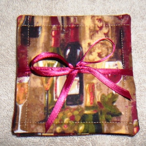 COASTER SETS~&quot;Vintage Wine&quot;~Fabric~Set Of 4~Reversible~Washable~Lined~Home Dining Table Decor~New