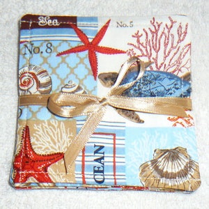 COASTER SET~Anchors~Nautical~Seashells~Sailing~Lighthouses~Reversible~Washable~Lined~Top Stitched~New
