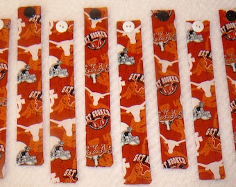 BOOKMARKS~&quot;University Of Texas&quot;~LONGHORNS&quot;~Set Of 3~Fabric~Reversible~Washable~Book Accessories~College Teams~NEW