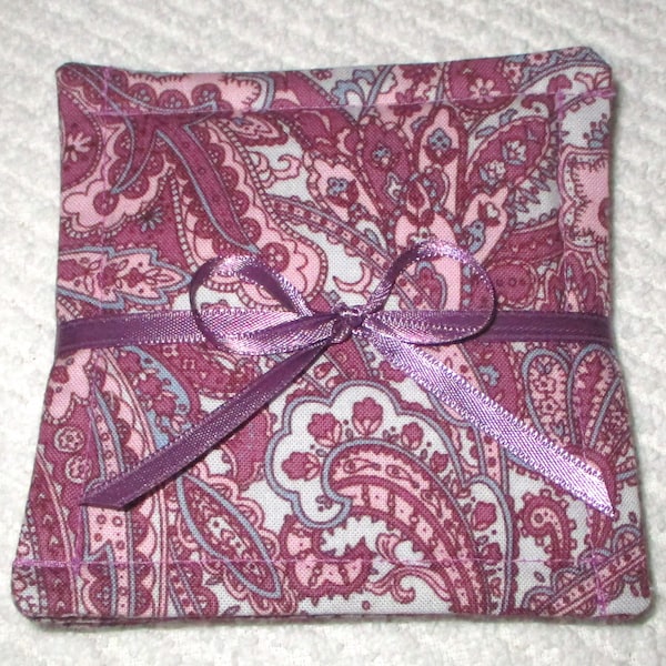 COASTER SET~PAISLEY~Fabric~Reversible~Washable~Lined~Set Of 4~Home~Dining Decor~Designs Vary~New