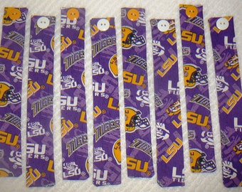 BOOKMARKS~&quot;Louisiana State University&quot;~LSU~Tigers~Fabric & Button~Set Of 3~Reversible~Washable~College Teams~Book Accessories~NEW