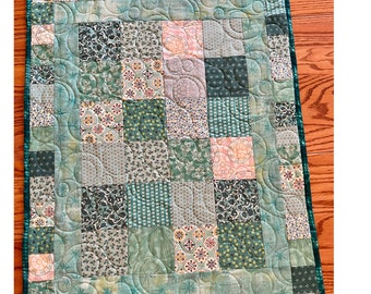 Teal Quilted Table Topper/Table Runner- 29" X 22.5" Rectangular