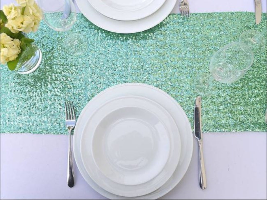 Green Sequin Table Runner 12 Green Table Runner Green Table Etsy Israel
