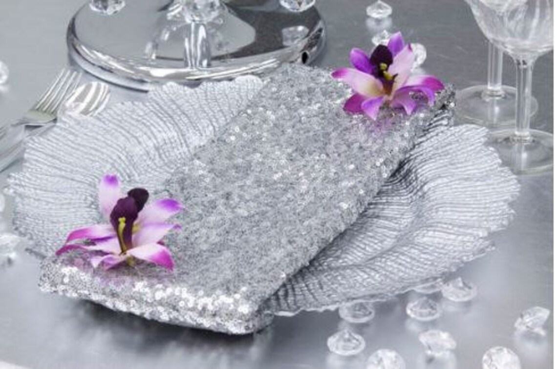 Silver Napkins, 12 Silver Napkins, Party Napkins, Party Napkins for