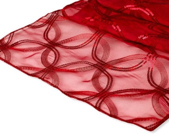 Circle Sequin Table Runner Quantity 10- Red