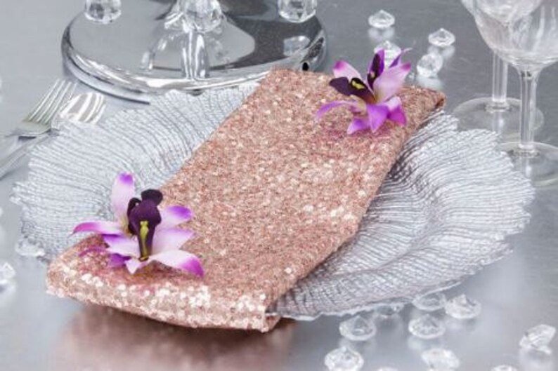 Napkins Cloth Sequin Napkins 12 Napkins Linen Napkins For a 60th Anniversary Blush Sequin Napkins Napkins Baby Shower Napkins Wedding