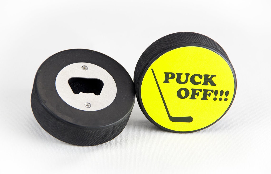 Hockey Puck Bottle Opener (puck Off!) - Etsy