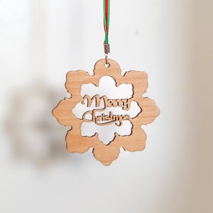 Merry Christmas Snowflake Wooden Christmas Ornament