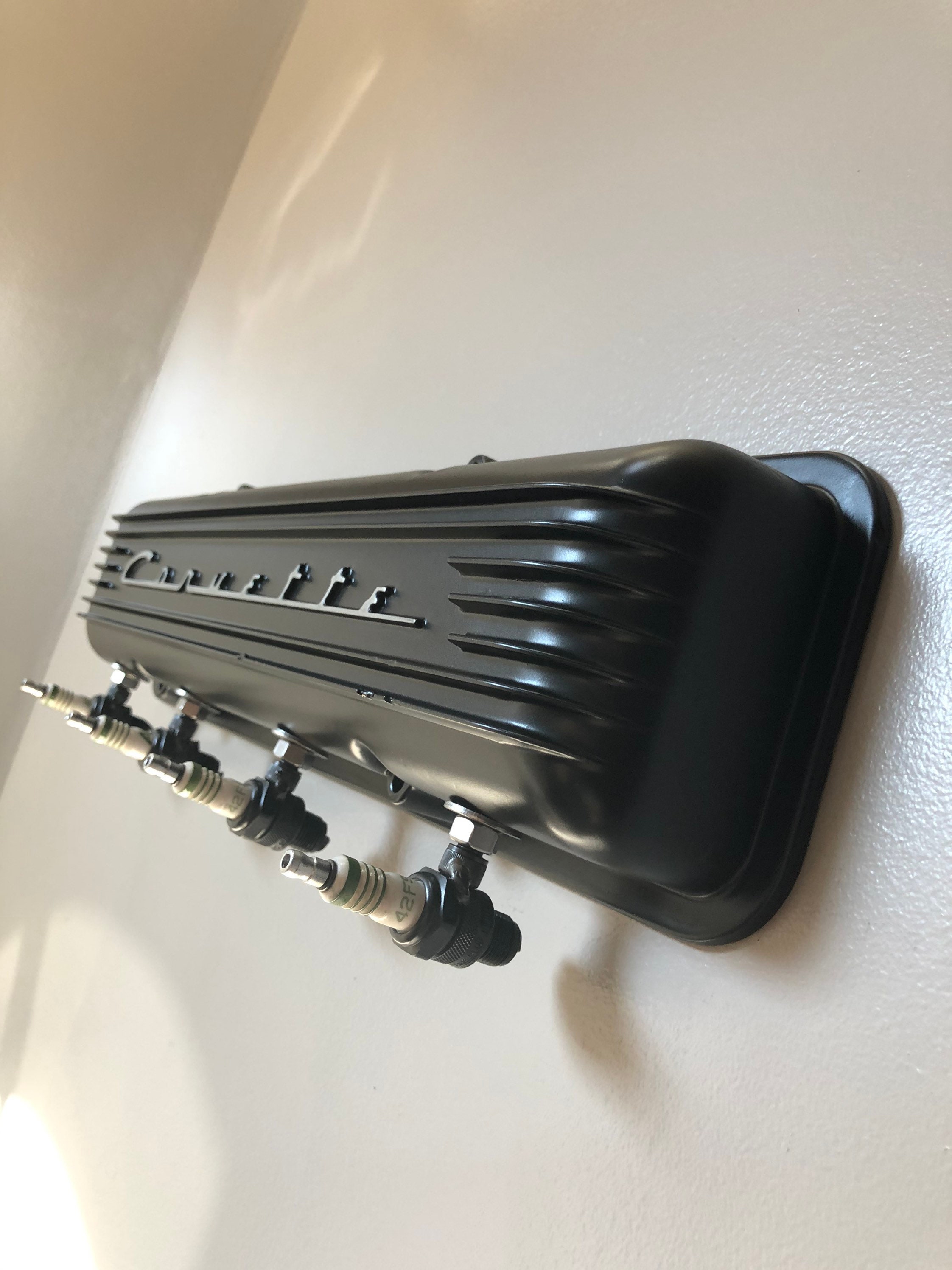 Chevy 'Vette Repurposed Valve Cover Wall Hanger for masks | Etsy
