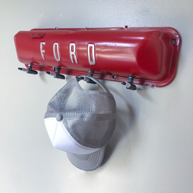 Repurposed 1950s 352 V8 Valve Cover Coat Rack Hat Rack Man image 1