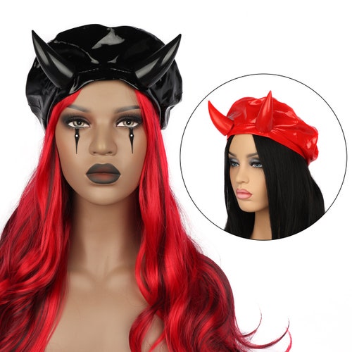 DEVIL HORNS CAP Faux Leather Horned Hat Gothic Goth Punkrock Etsy
