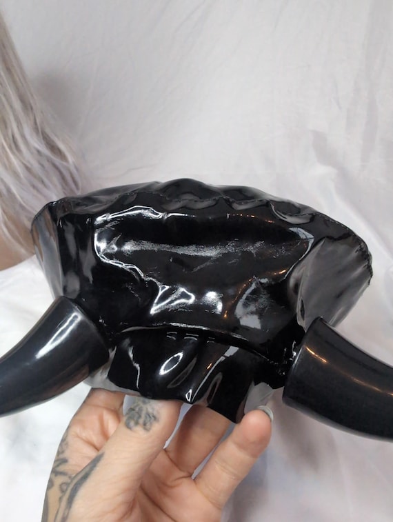 XS DEVIL'S BERET | Shiny Vinyl Hat With Horns - Etsy