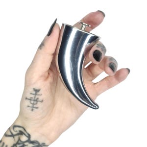 Große Klauen Spikes Kunststoff Verchromt Horn Ohrstecker für fashion DIY - Silber/Schwarz 7,5 cm