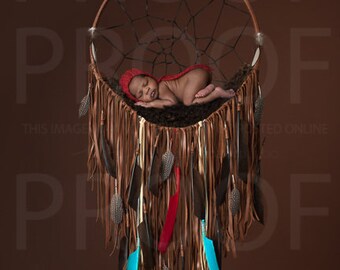Rustic Boho Dreamcatcher Newborn Photography Digital Backdrop (JPG)