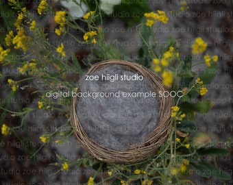 Newborn Nest Digital Backdrop: Floral Photography Prop (Digital Download)