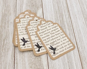 1 3/4" x 3" Flying Bird Gift Tags/ Holiday Gift Tags /  Book Page Gift Tags / Hang Tags / Gift Labels/ Hanging Labels / Set of 10