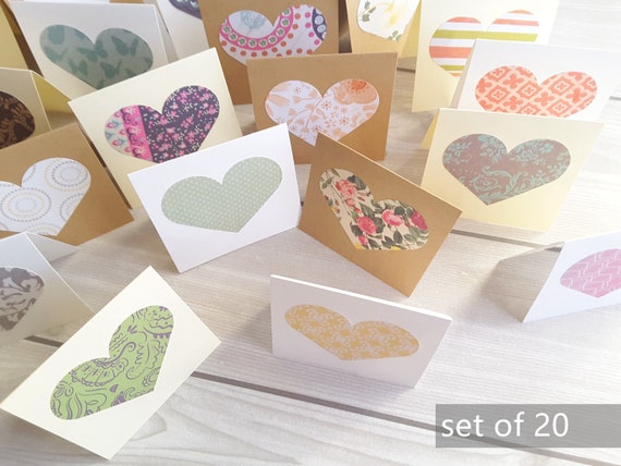 3 X 3 Mini Note Cards / Blank Note Cards / Small Fold Cards / Mini Love  Notes / Assorted Patterns / Set of 20 