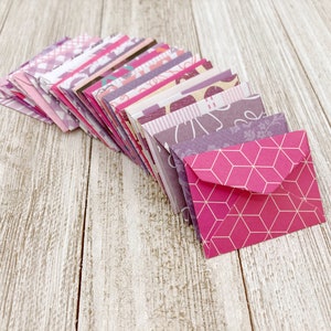 TINY Assorted Pink and Purple Pattern Envelopes for Love Notes and Journals / Ideal for Tooth Fairy Notes /Set of 25