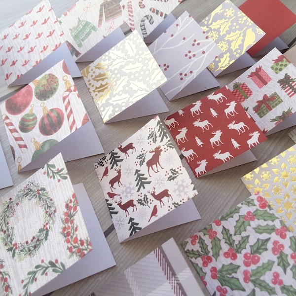 2" x 2" Mini Christmas Cards  / Assorted Holiday Cards / Blank Note Cards / Thank you cards / Thank You Enclosures  / Set of 12