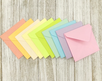 2x2 3x3 4x4 5x5 card envelopes Candy Color Square Envelopes for Gift Note, Party Favor Gift Wrapping   Cute Color / Set of 20