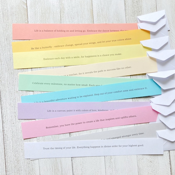 1 x 8.5 Inspirational Notes/ Colorful Papers/ Miniature Note/ Recycle /Encouragement message/ Love notes/ Comforting/ Get well / Set of 10