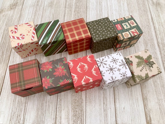 1.75 Tiny Cube Box / Holiday Gift Box / Jewelry Box / Small Treat Box /  Wedding Favors Box / Square Box / Neutral Colors / Set of 10 -  Norway