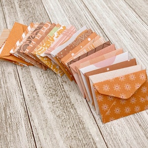 TINY Assorted Orange Patterns Envelopes/ Mini Envelope/ Little Love note envelope / Journal supplies / Tooth Fairy Notes /Set of 25