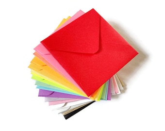 2x2 3x3 4x4 5x5 card envelopes/ RANDOM Color Square Envelope/ Various Square Envelope Sizes / Set of 20