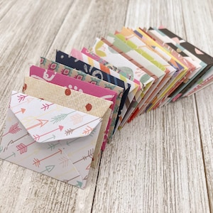 TINY Assorted Patterns Envelopes/ Mini Envelope/ Little Love note envelope / Scrapbooking / Journal supplies / Tooth Fairy Notes /Set of 25