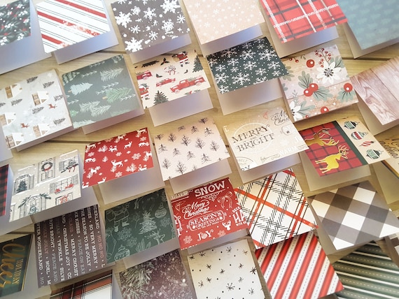 Christmas Holiday-Themed Mini Note Cards 3x3 - Set of 12-Handmade
