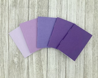 2"x3" Purple Covers Mini Notebook/ Tiny Notepad/ Slim notebook/ Small Memo/ Pocket notebook/ Wallet notebook/ Wee Notebook Set of 5