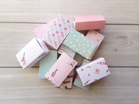 Slide Box/ Assorted Patterns Mini Boxes / Favor Box / Handmade Mini Box /  Gift Box/ Party Favor Box/ Sweet Paris/ Set of 12 