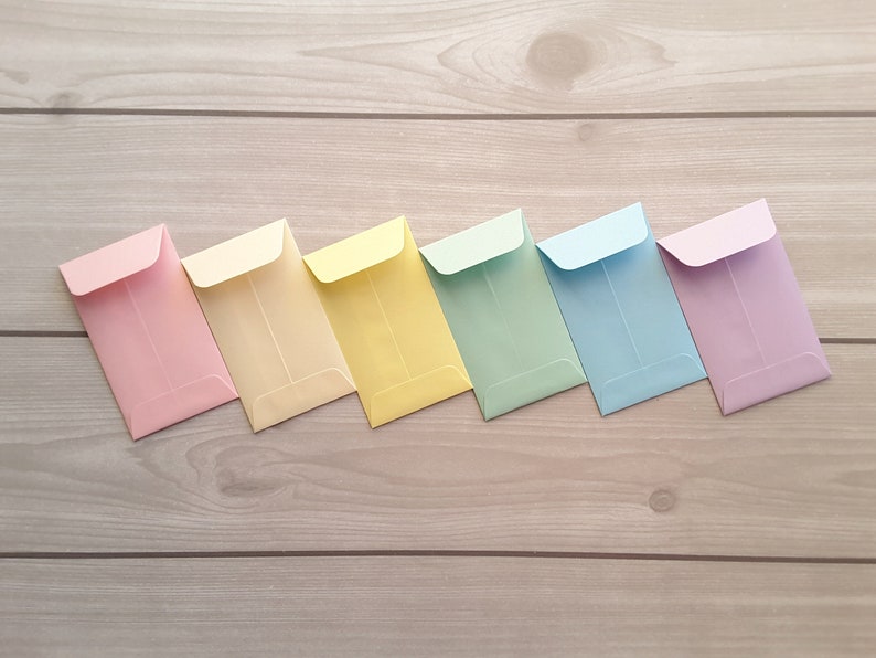 2 X 3.5 Pastel Envelopes / Pastel Color Envelope/ Colorful Etsy