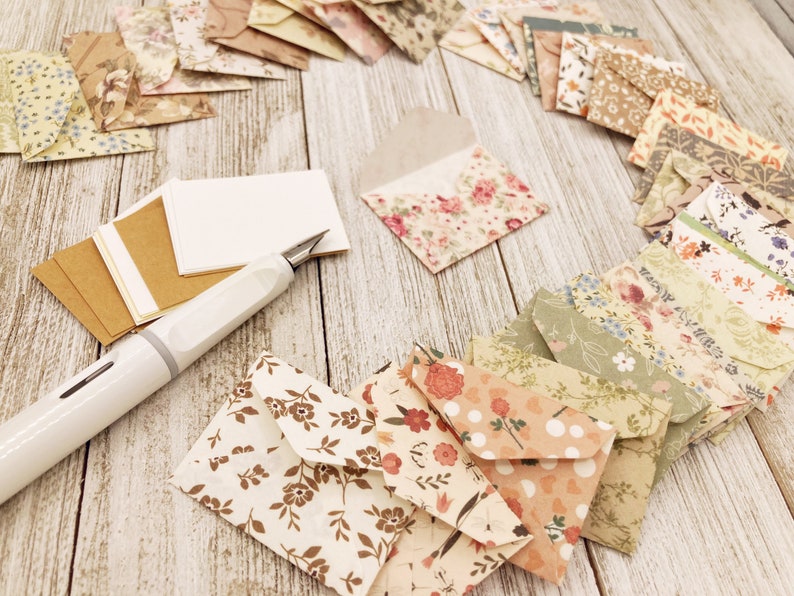 TINY Random Floral Envelopes/ Mini Floral Themed Envelopes/ Little Love note envelopes / Scrapbooking / Journal/ Tooth Fairy /Set of 25 image 3