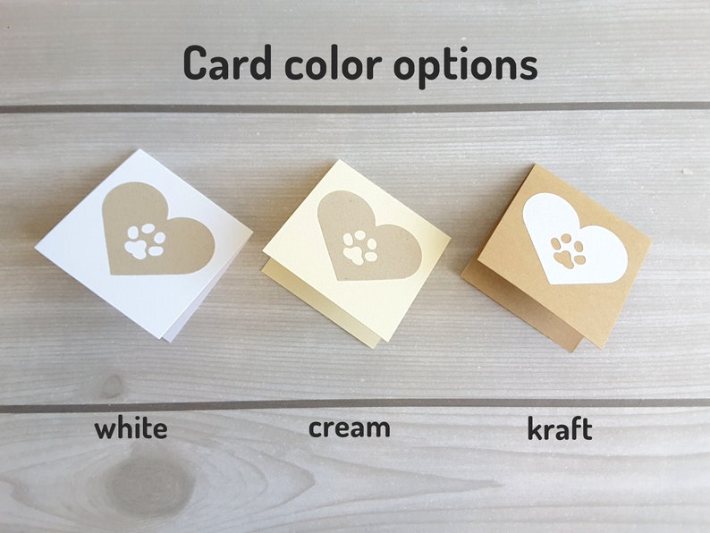 2 x 2 Mini Pet Paw On Heart Card Little Note Cards Square note cards Kraft note cards Pet lover Pet Products Enclosure Set of 20
