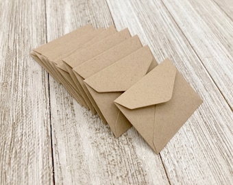 TINY Recycle Kraft Envelopes/ Mini Kraft Envelope/ Little Love note envelope / Scrapbooking Decorations / Journal supplies / Set of 25
