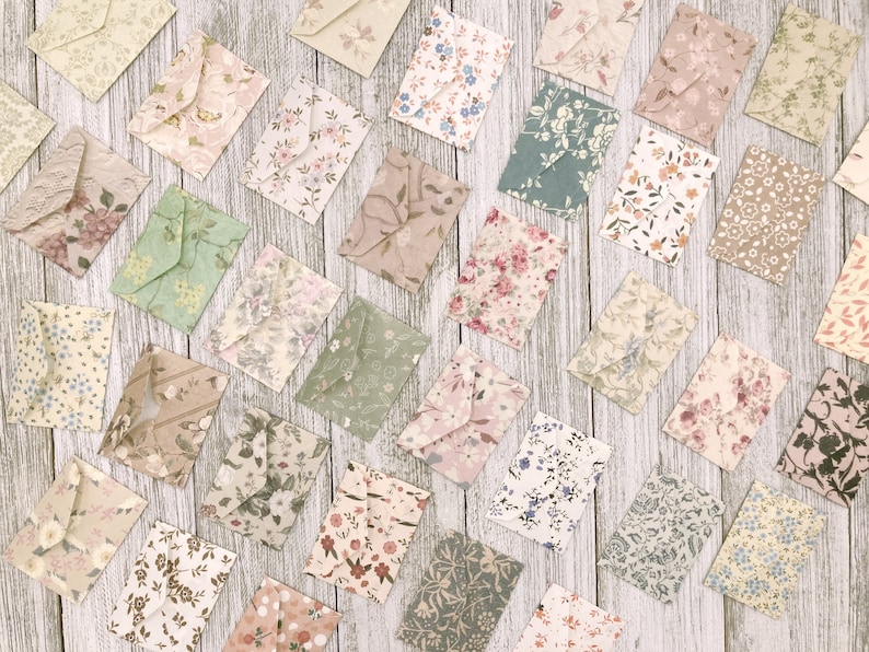 TINY Random Floral Envelopes/ Mini Floral Themed Envelopes/ Little Love note envelopes / Scrapbooking / Journal/ Tooth Fairy /Set of 25 image 5