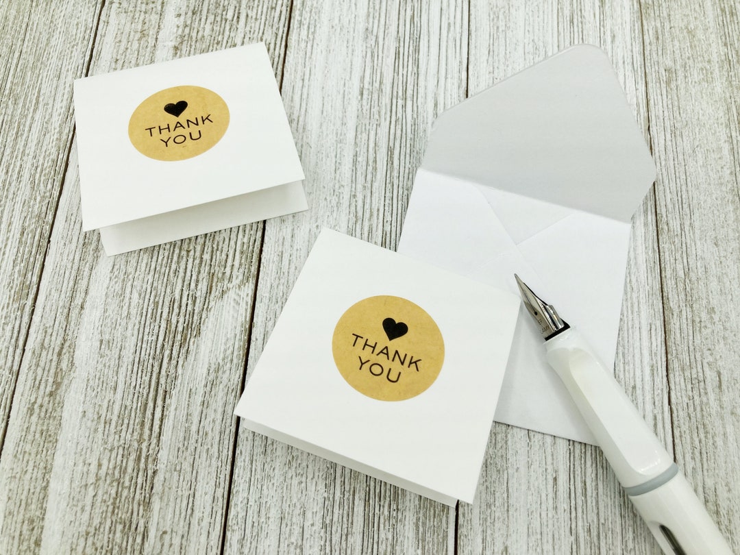 2 X 2 Mini Thank You Cards / Mini Heart Thank You Card / Small Thank